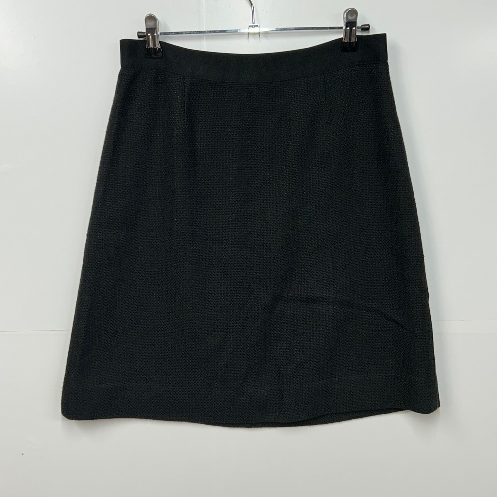 Kate Spade New York Dark Academia Black Tweed A-Line Skirt Gold Zipper Size 4